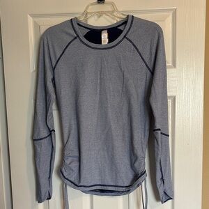 Lucy Tech women’s blue and white striped long sleeve running shirt size medium